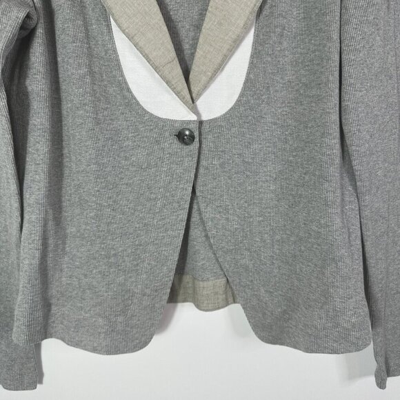 New J. Peterman Women's Size XL Gray Single Button Front V Neck Shirt Cardigan - Picture 4 of 12